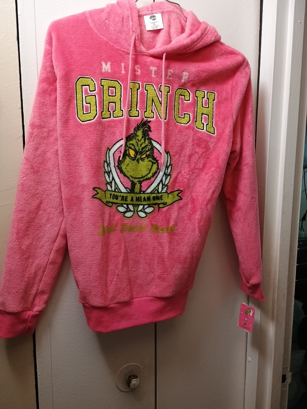 Dr. Seuss Pink Mister Grinch Plush Hoodie
